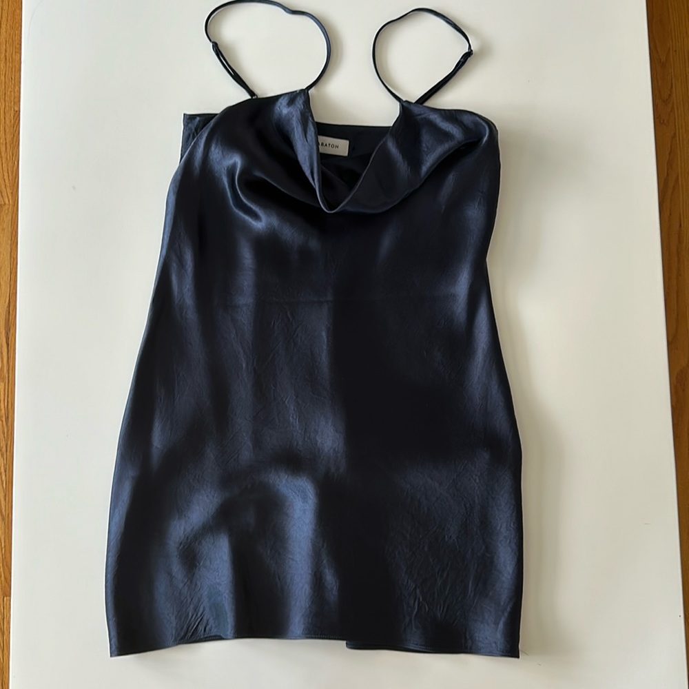 Navy blue silk dress